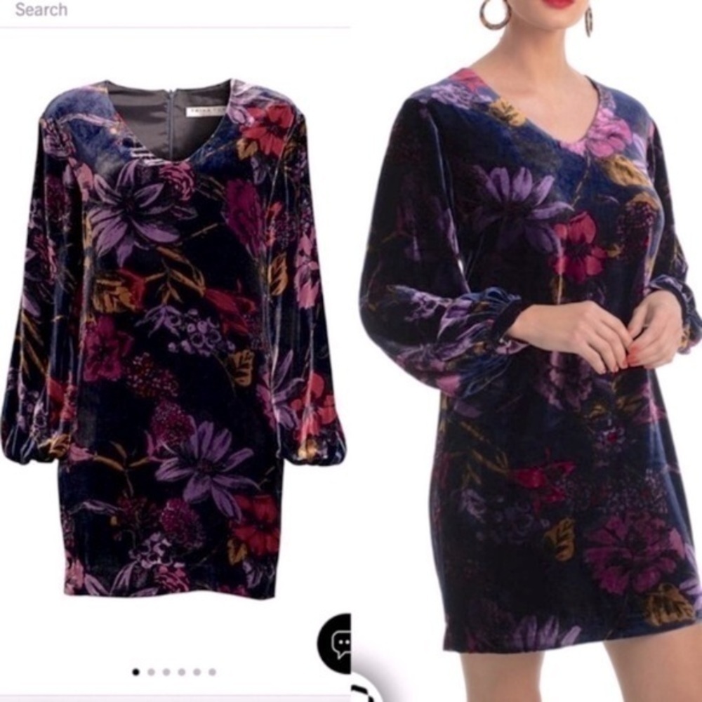 Trina Turk Women's Éclair V Neck Velvet Dress - Picture 3 of 10